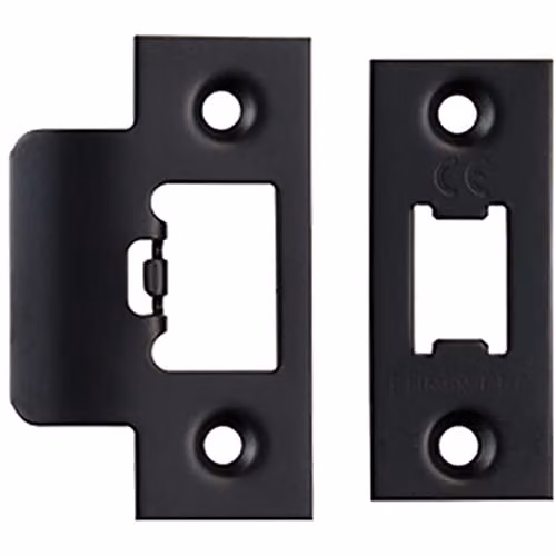 Loops Forend Strike and Fixing Pack for Tubular Latches in Matt Black