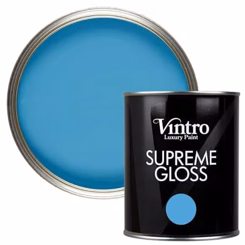 Vintro High Gloss Water Based Dispersion Paint for Wood and Trim, Blue, 1 Litre