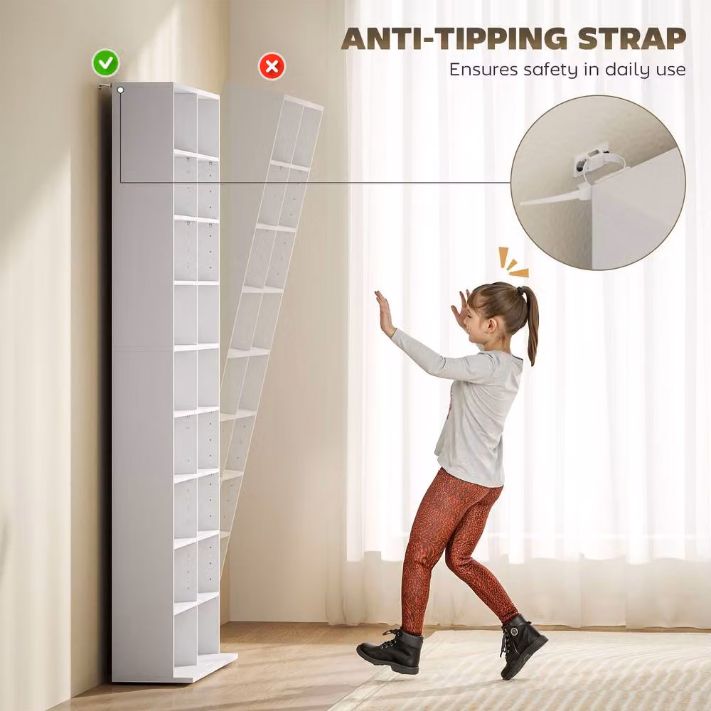 STILVORA CD Storage Tower in White with 14 Adjustable Shelves – 6