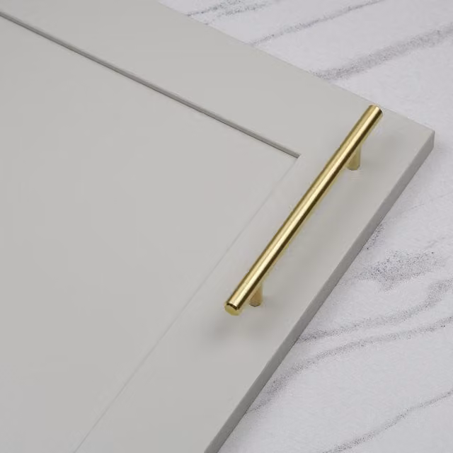 Handle & Home Minimal Round T-Bar Cabinet Handles in Brushed Brass Gold, 188mm