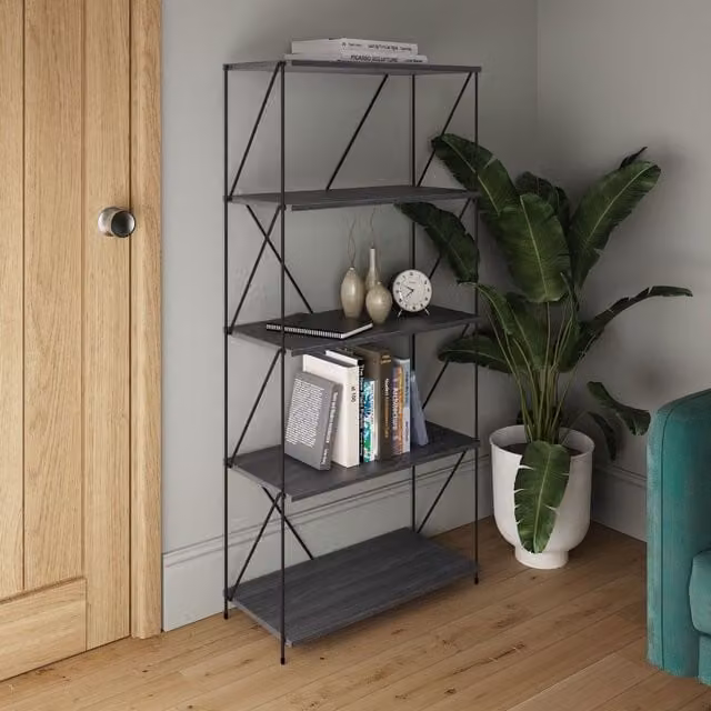 Timber Art Design UK TAD803 5 Tier Rustic Grey Storage Rack