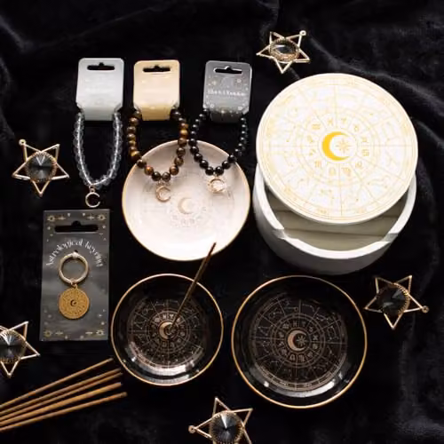 Something Different Wholesale Black and Gold Astrology Wheel Ceramic Trinket Dish – 4