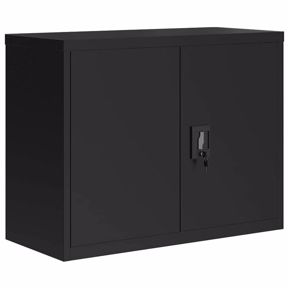 Berkfield Home Durable Metal File Cabinet in Black with Adjustable Shelves and Lock, W/D/H: 90 x 40 x 70 cm – 2
