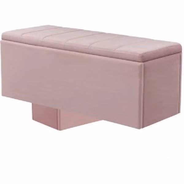 Pandora Pink Velvet Rectangular Storage Ottoman Footstool