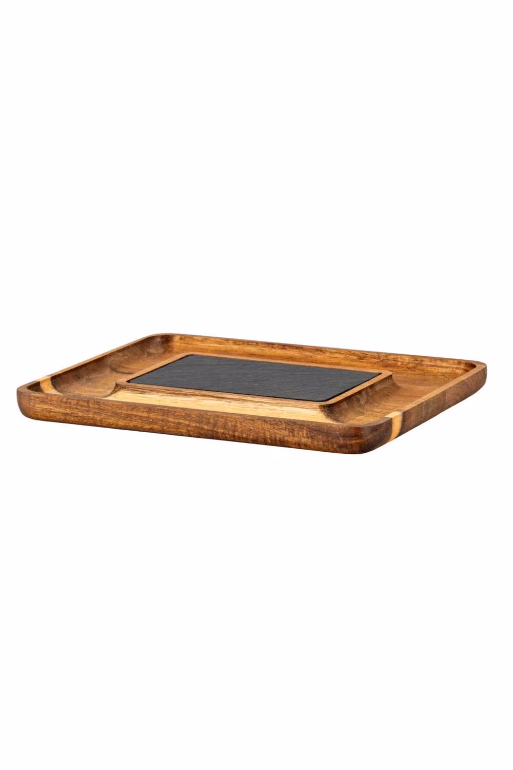 KDMD Acacia and Slate Rectangular Serving Tray with Chalk Label Insert in Brown – 2