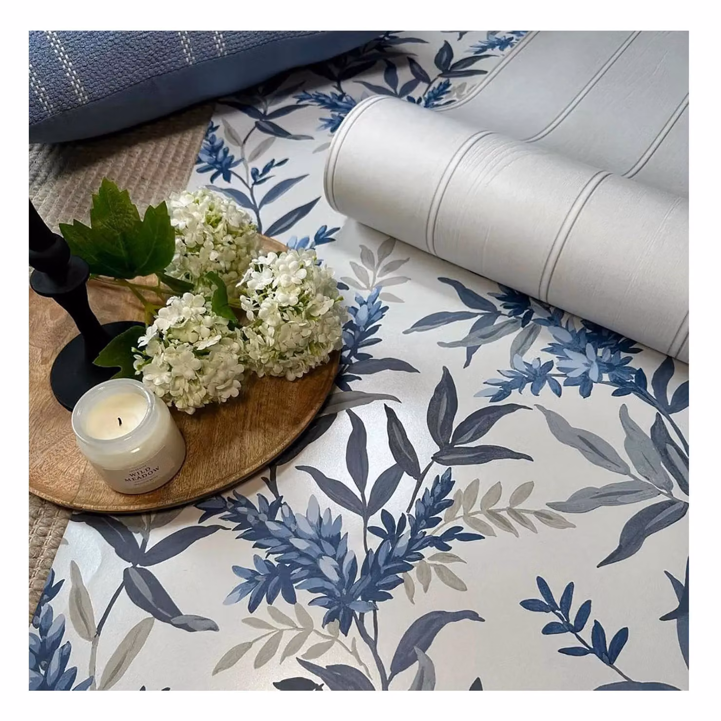 Belgravia Olivia Blue Floral Botanical Matt Paper Wallpaper Roll – 3