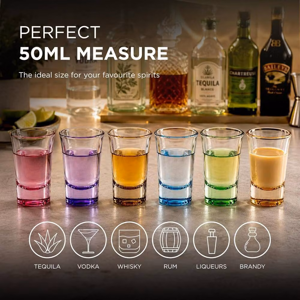 volila Heavy Base Shot Glasses, Multicolour, 50ml, 6 Pack – 4
