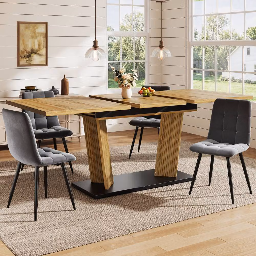 Matteo Modern Extendable Rectangular Dining Table in Brown Oak Effect Wood – 2