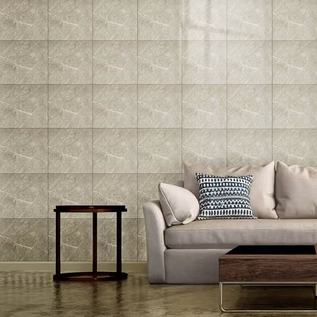 Livingandhome 10pcs Self-Adhesive Marble Stone-Look PVC Wallpaper in Beige