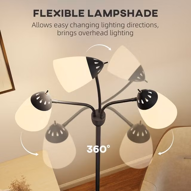 HOMCOM Arc Tree Floor Lamp in Black with Adjustable Colour Temperature
