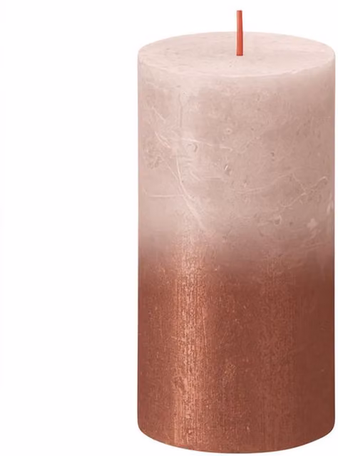Bolsius Rustic Metallic Candle in Faded Misty Pink Amber, H 13.0 cm x W 6.8 cm x D 6.8 cm