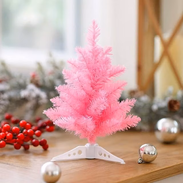 Voltico Mini Pink Artificial Christmas Tabletop Tree, Height: 30 cm – 1