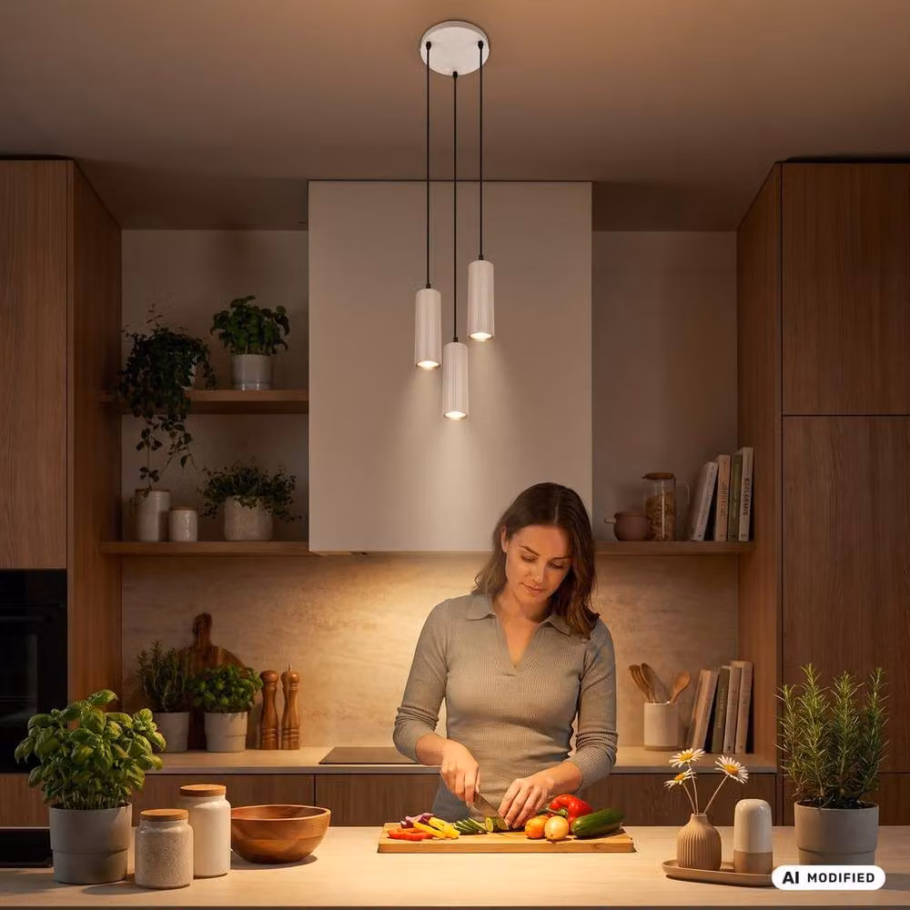Briloner Beige Modern 3-Light Height Adjustable Pendant Light for GU10 Bulbs – 5