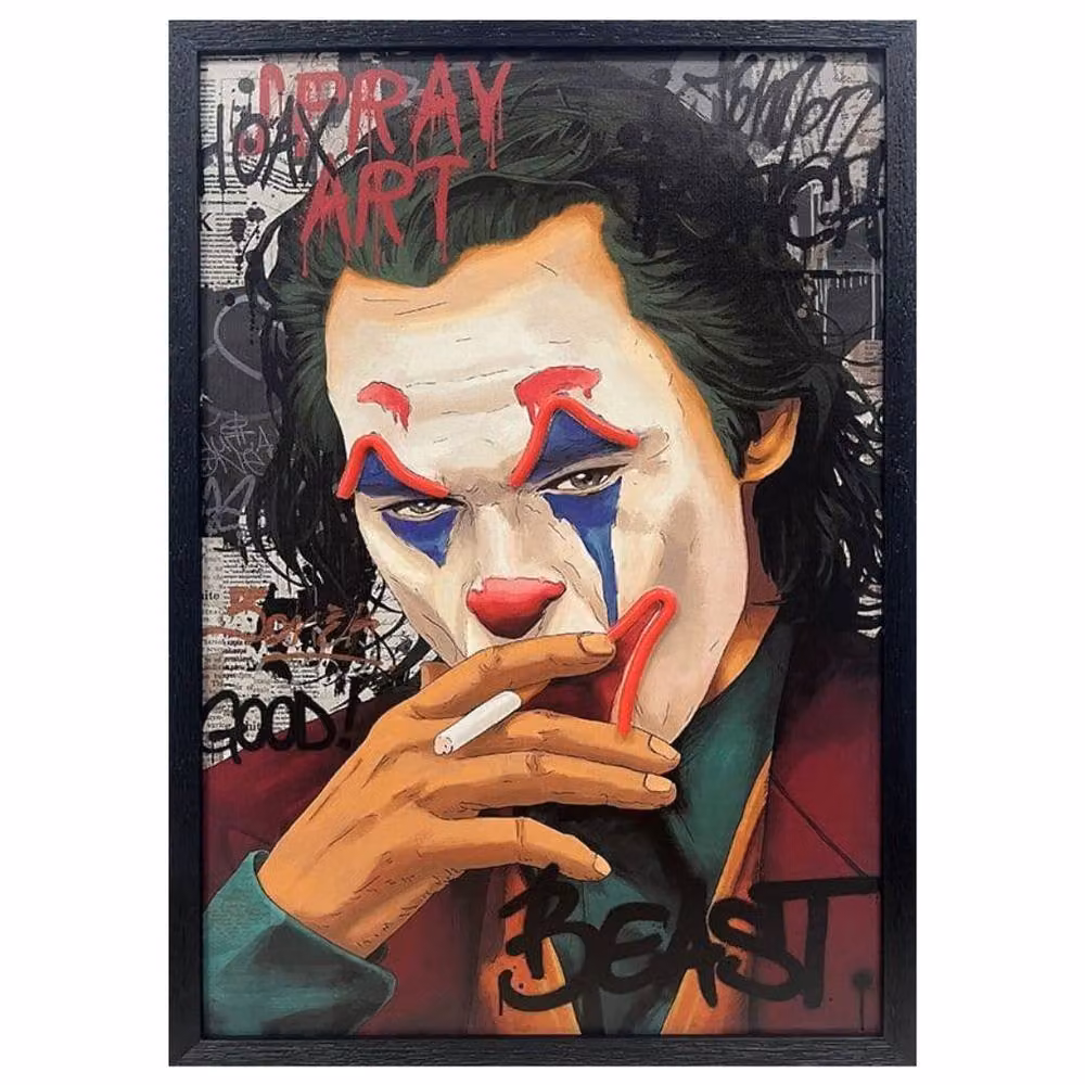 HOME LUXE INTERIOR Joker Neon LED Wall Art, Red and Multicolour Canvas Decor, W: 40 cm, H: 40 cm – 2