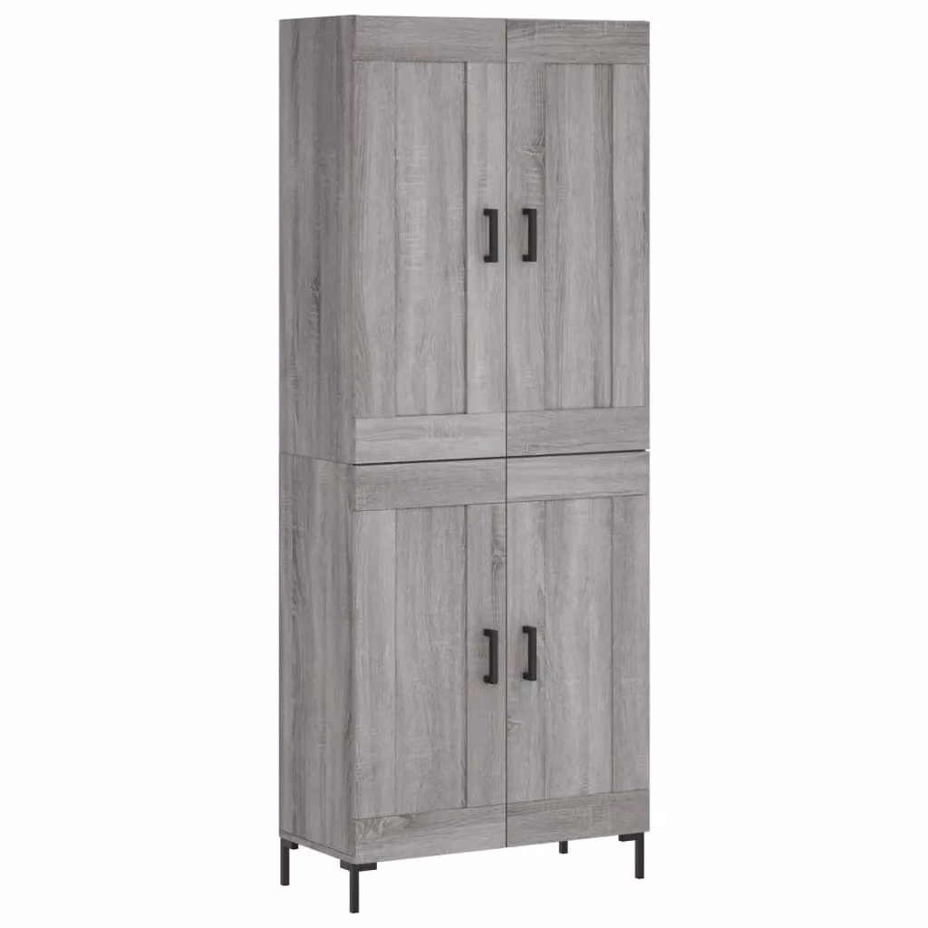 Berkfield Home Modern Grey Highboard with Hinged Doors and Internal Shelves, W/D/H: 69.5 x 34 x 180 cm – 2