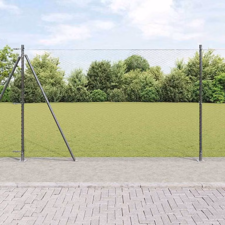 Berkfield Home Grey Steel Hexagon Fence, H: 140 cm x W: 100 m