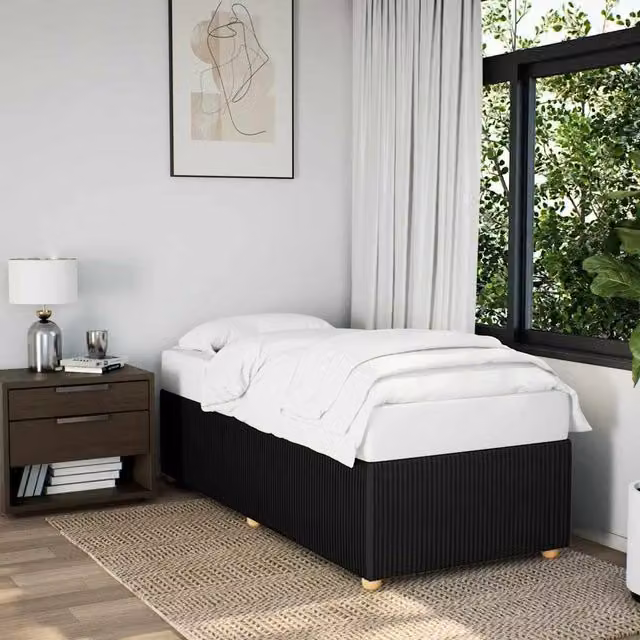 Berkfield Home Upholstered Single Bed Frame in Black Fabric – 1