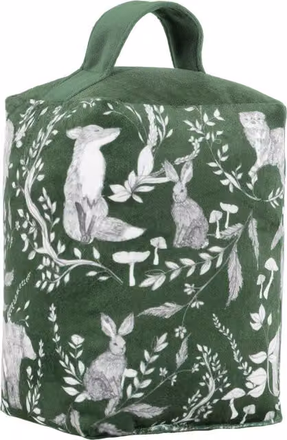 Make it a Home Buckthorn Woodland Floral Velvet Doorstop in Green