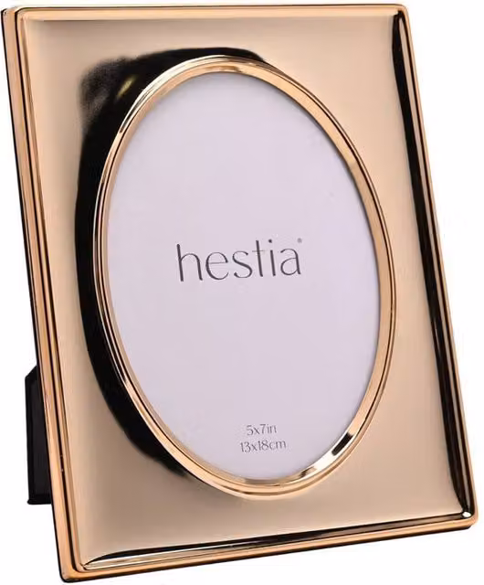 Hestia Modern Oval Metal Photo Frame in Gold, W/H: 13 x 18 cm