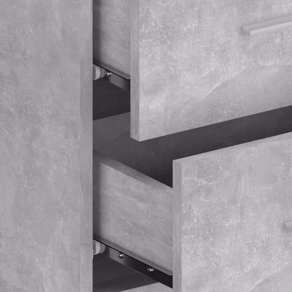 Berkfield Home Set of 2 Wall-mounted Bedside Cabinets in Concrete Grey, W: 48.5 cm, H: 80 cm, D: 32.5 cm – 4