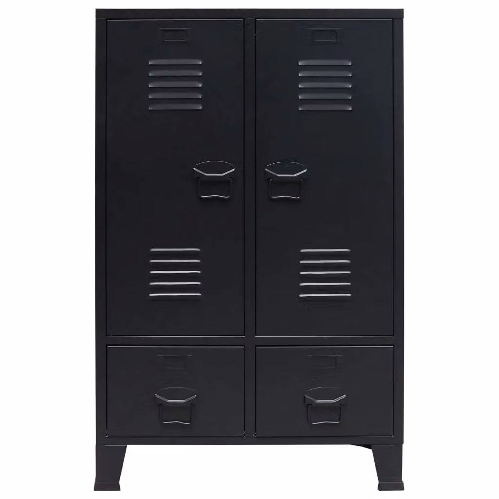 Berkfield Home Industrial Style Metal Wardrobe in Black, W/D/H: 67 x 35 x 107 cm – 2