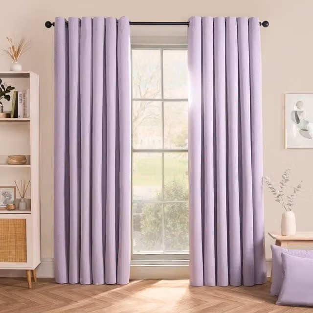 OHS Pair of Purple Blackout Eyelet Curtains, W/H: 116 x 183 cm