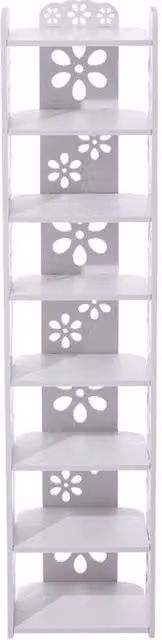 KORVIXA 8-Tier Wooden Open Shoe Rack in White, W: 80 cm, H: 111 cm – 1