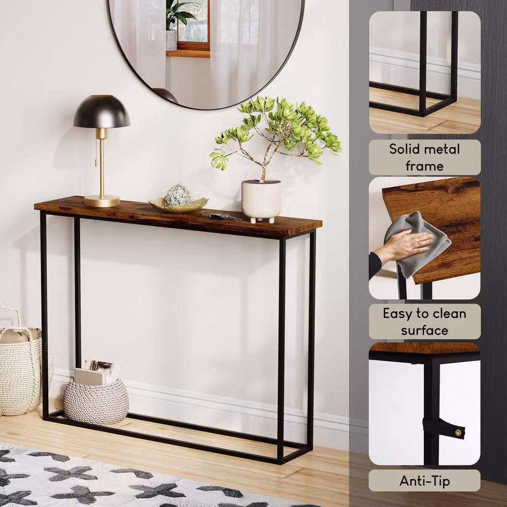 Vida Designs Multi-purpose Console Table with Metal Legs in Dark Brown – 3