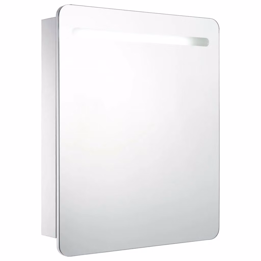 Berkfield Home LED Bathroom Mirror Cabinet in White, W: 68 cm, D: 9 cm, H: 80 cm – 2