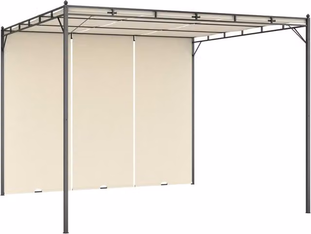 Berkfield Home Garden Gazebo with Side Curtain, Beige, W/D/H: 300 x 300 x 225 cm