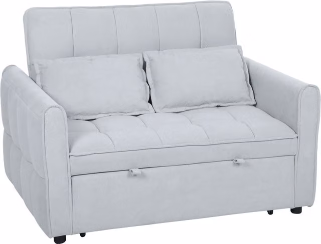 HOMCOM 2 Seater Convertible Sofa Bed with Click-Clack Adjustable Backrest and Scatter Cushions, Grey Velvet Fabric