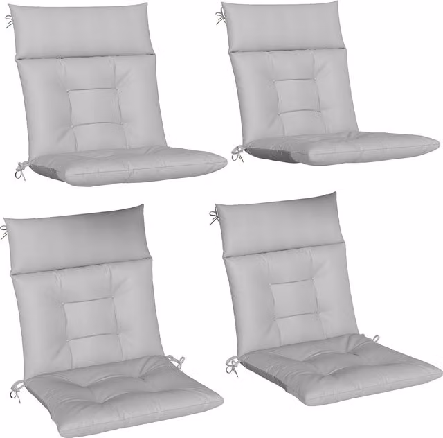 Outsunny Set of 4 Waterproof and UV-Resistant Patio Chair Cushions in Grey, W: 112 cm, D: 53 cm