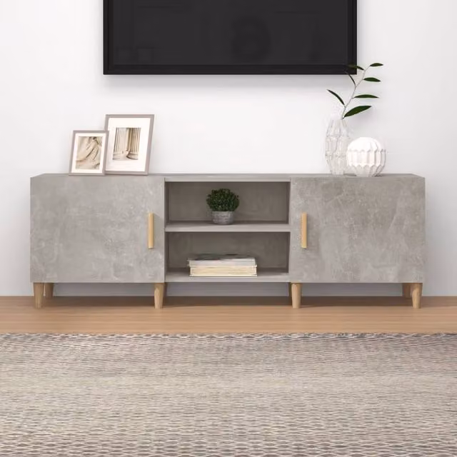 Berkfield Home TV Cabinet in Concrete Grey, Engineered Wood, W/D/H: 150 x 30 x 50 cm