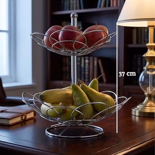 Orsina Sturdy 2 Tier Chrome Fruit Basket in Silver – 2