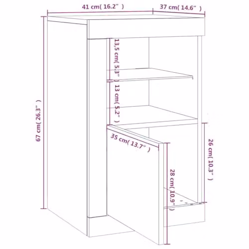 vidaXL Set of 2 Modern Side Cabinets in Smoked Oak with Integrated LED Lighting and Glass Doors – 3