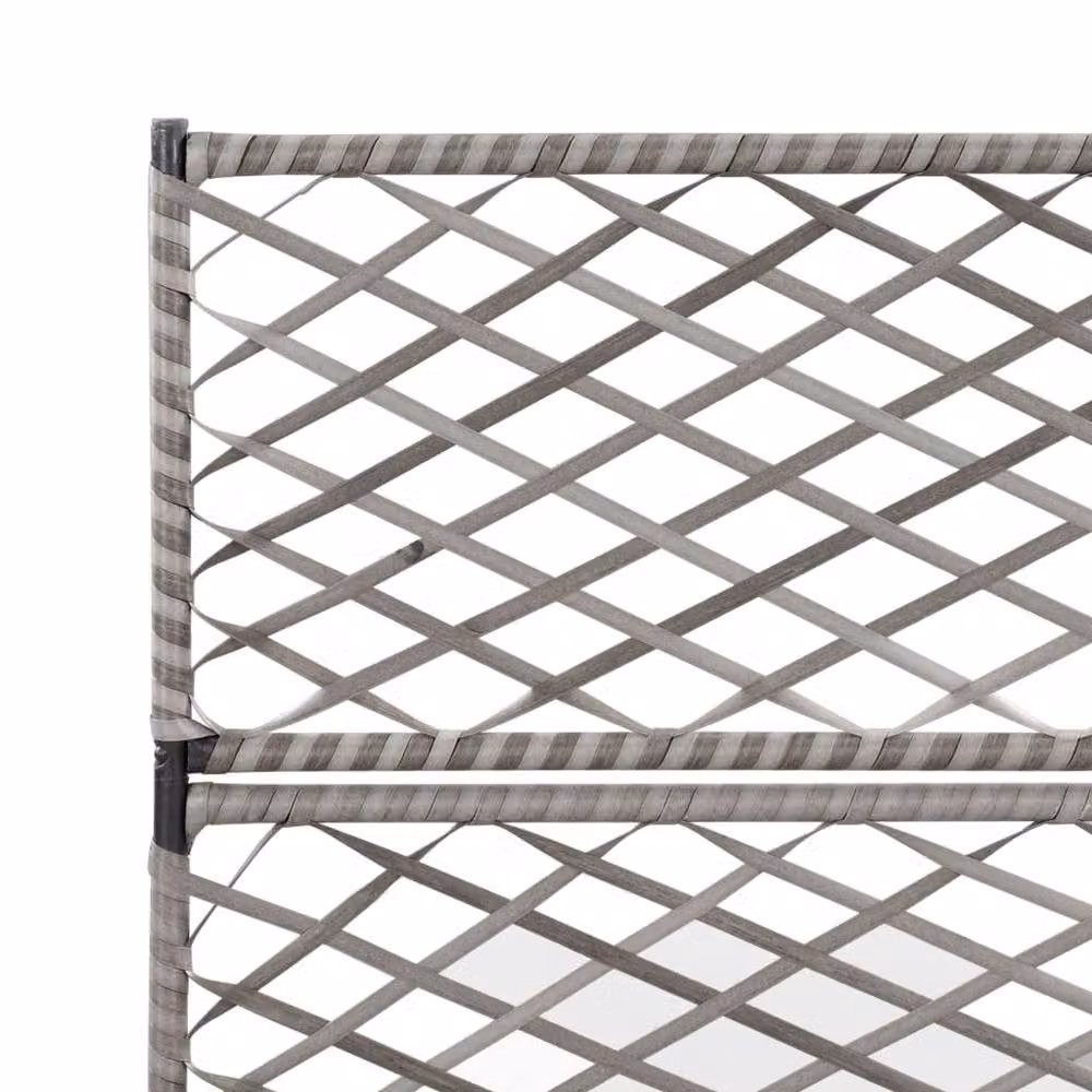 Berkfield Home Trellis Raised Bed with 3 Pots in Grey Poly Rattan, W/D/H: 83 x 30 x 130 cm – 2