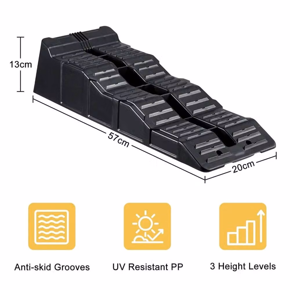 EONLION Black Plastic Kerb Ramp Caravan Levelling Ramp Set – 2