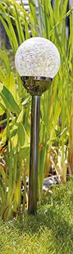 Luxform Mambo Solar LED Sphere Spike Light in Black and Stainless Steel