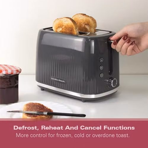 Hamilton Beach Miami 2 Slice Toaster, 800W, Anthracite Grey – 3