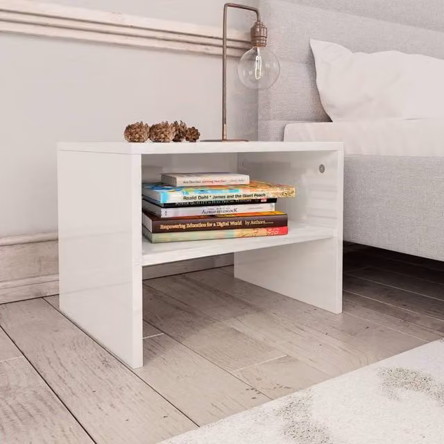 Berkfield Home Set of 2 High Gloss White Bedside Cabinets in Engineered Wood W/D/H: 40 x 30 x 30 cm – 1