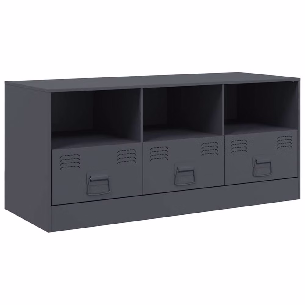 Berkfield Home Anthracite Steel TV Cabinet in Dark Grey W/D/H: 99 x 39 x 44 cm – 3