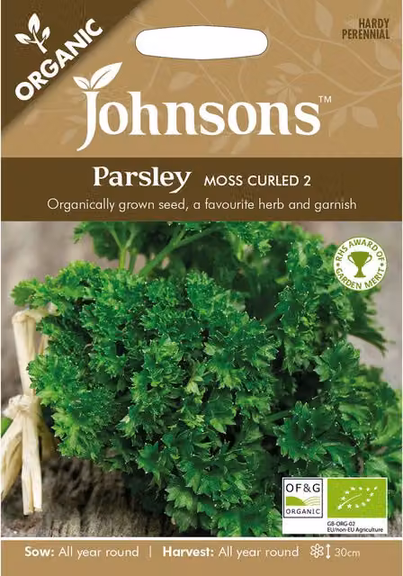 Johnsons Organic Parsley Moss Curled Herb Seeds