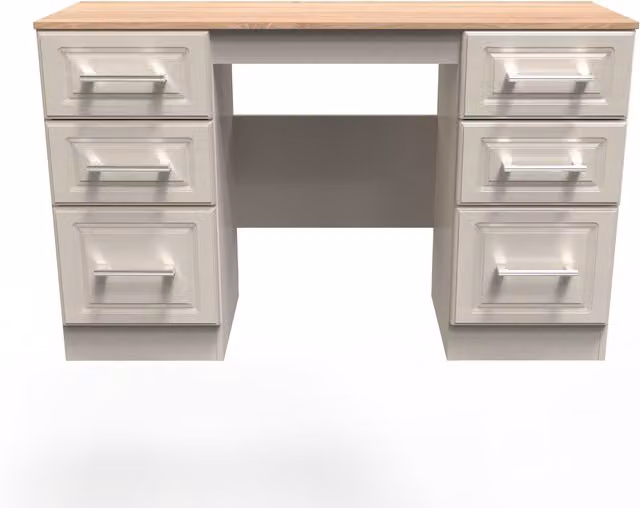 2 U Norfolk Ready Assembled 6 Drawer Kneehole Desk in Taupe – 1