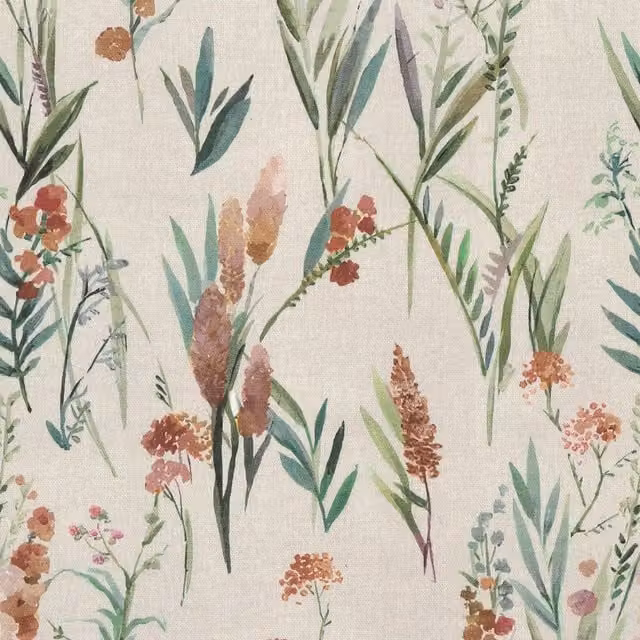 Ante Decor Combe Fabric Autumn Linen in Orange, Green and Beige