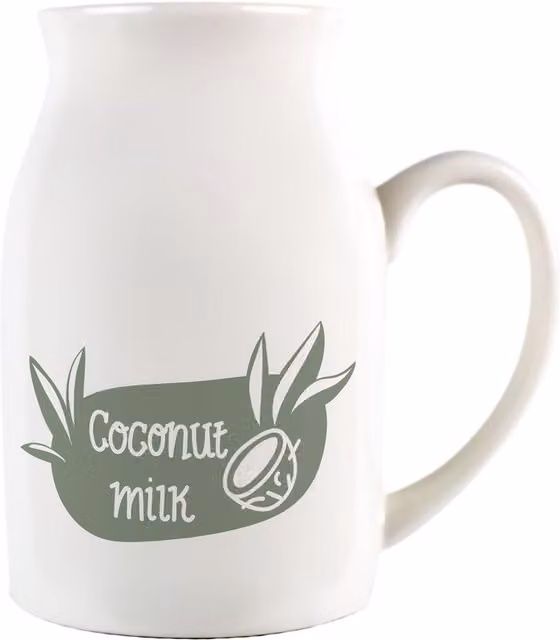 Purely Home Boho Small Ceramic Coconut Milk Serving Jug in Green and White