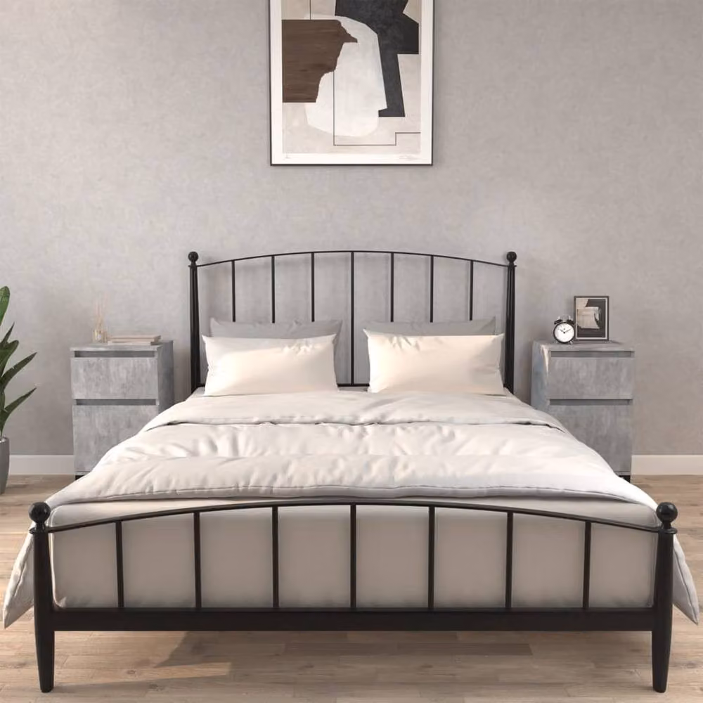 Berkfield Home Set of 2 Modern Bedside Cabinets in Concrete Grey, W/D/H: 40 x 35 x 70 cm – 2