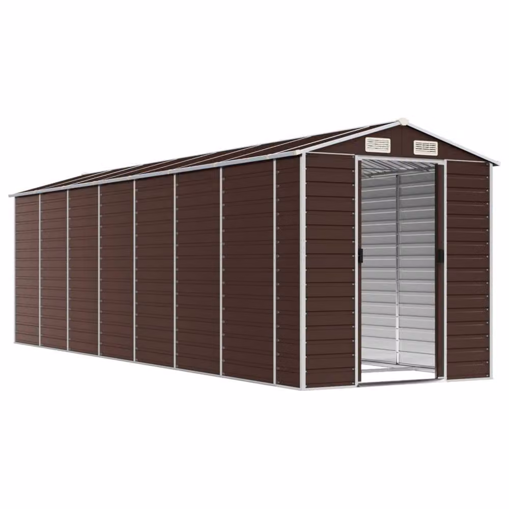 Berkfield Home Brown Galvanised Steel Garden Shed with Side Vent W/D/H: 191 x 640 x 198 cm – 3