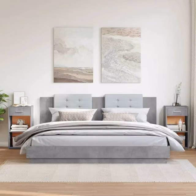 Berkfield Home Elegant Bedside Cabinets, 2 Piece, Concrete Grey, W/D/H: 35 x 34 x 65 cm – 1