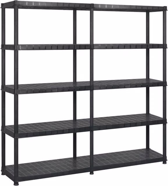 Berkfield 5-Tier Plastic Home Storage Shelf, Black, W/D/H: 45.7 x 45.7 x 185 cm – 1