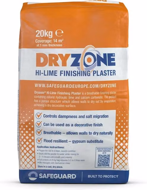 Dryzone Hi-Lime Finishing Skim Plaster, White, 20kg